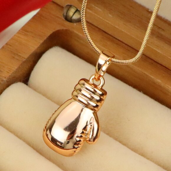 "Boxing Glove Rose Gold Pendant for Sporty Charm, XPPT1285 - Picture 1 of 12